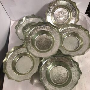 4 Kalian NYC Vintage Aluminium Dish Scallop Edge with Etchings  9318 Italy
